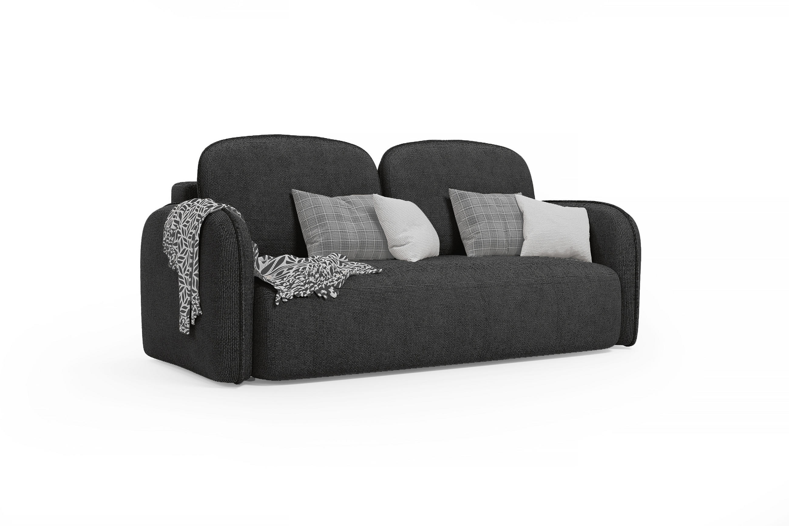 SCHLAFSOFA Freude – Anthrazit, mit Schlaffunktion und Bettkasten - Anthrazit, Textil (219/95/108cm)