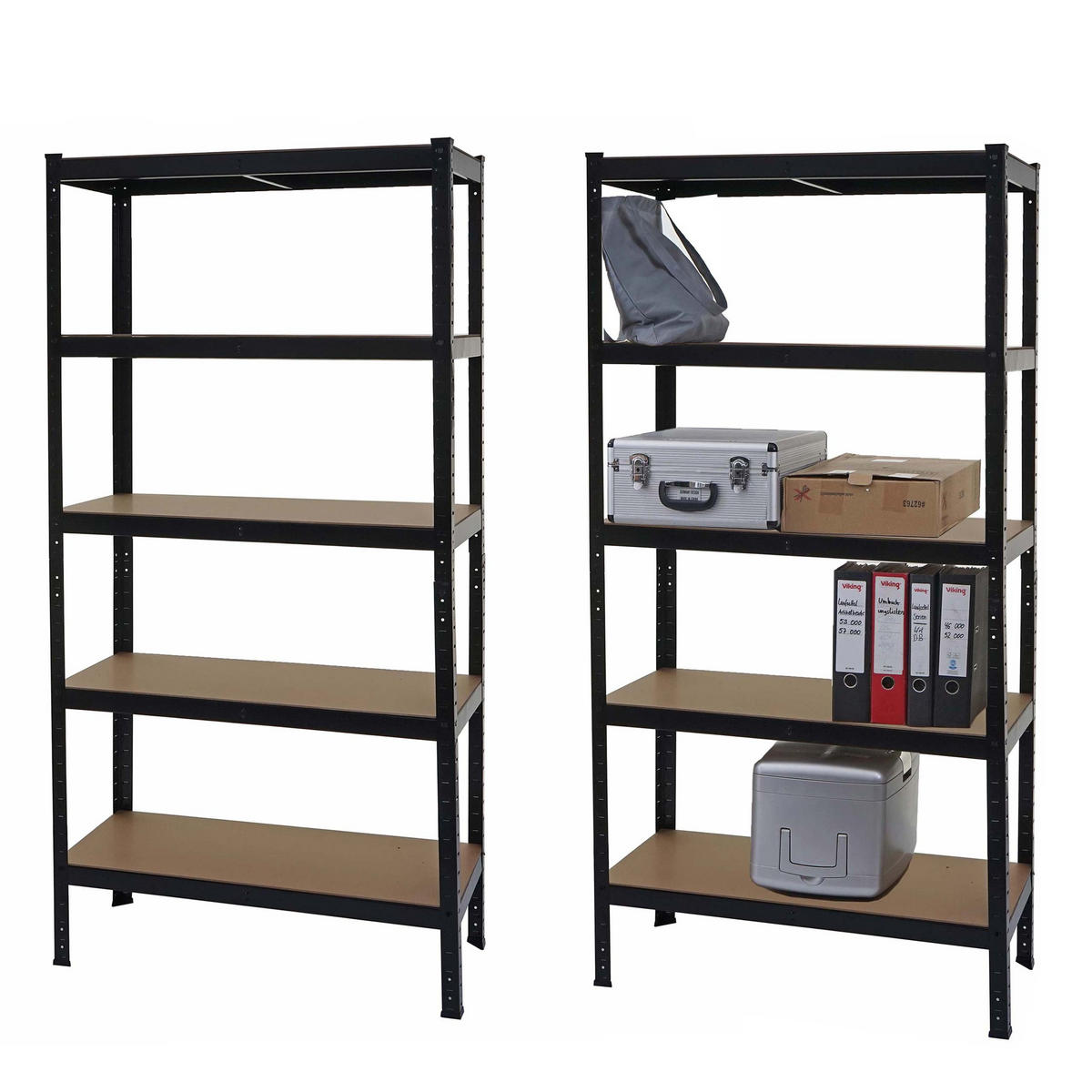 SCHWERLASTREGAL Schwarz, Braun 2er-Set - Schwarz/Braun, Metall (90/180/40cm) - MCW