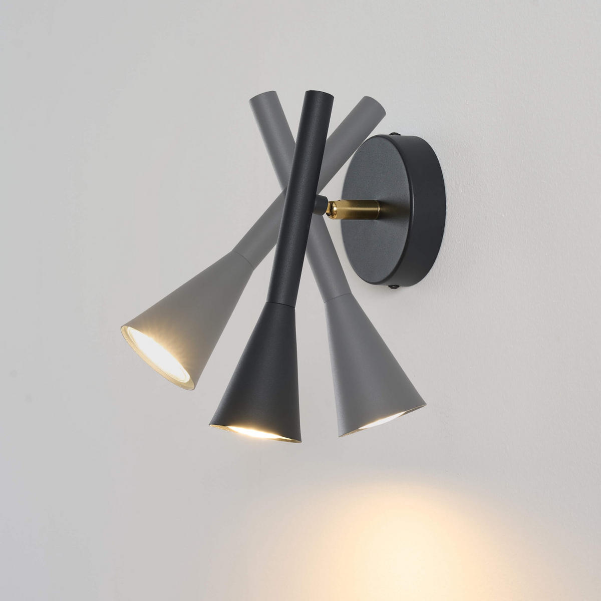 WANDLEUCHTE Holen, Schwarz und gold, 22.5cm - Goldfarben, Metall (11/22.5/11cm) - KOSILUM