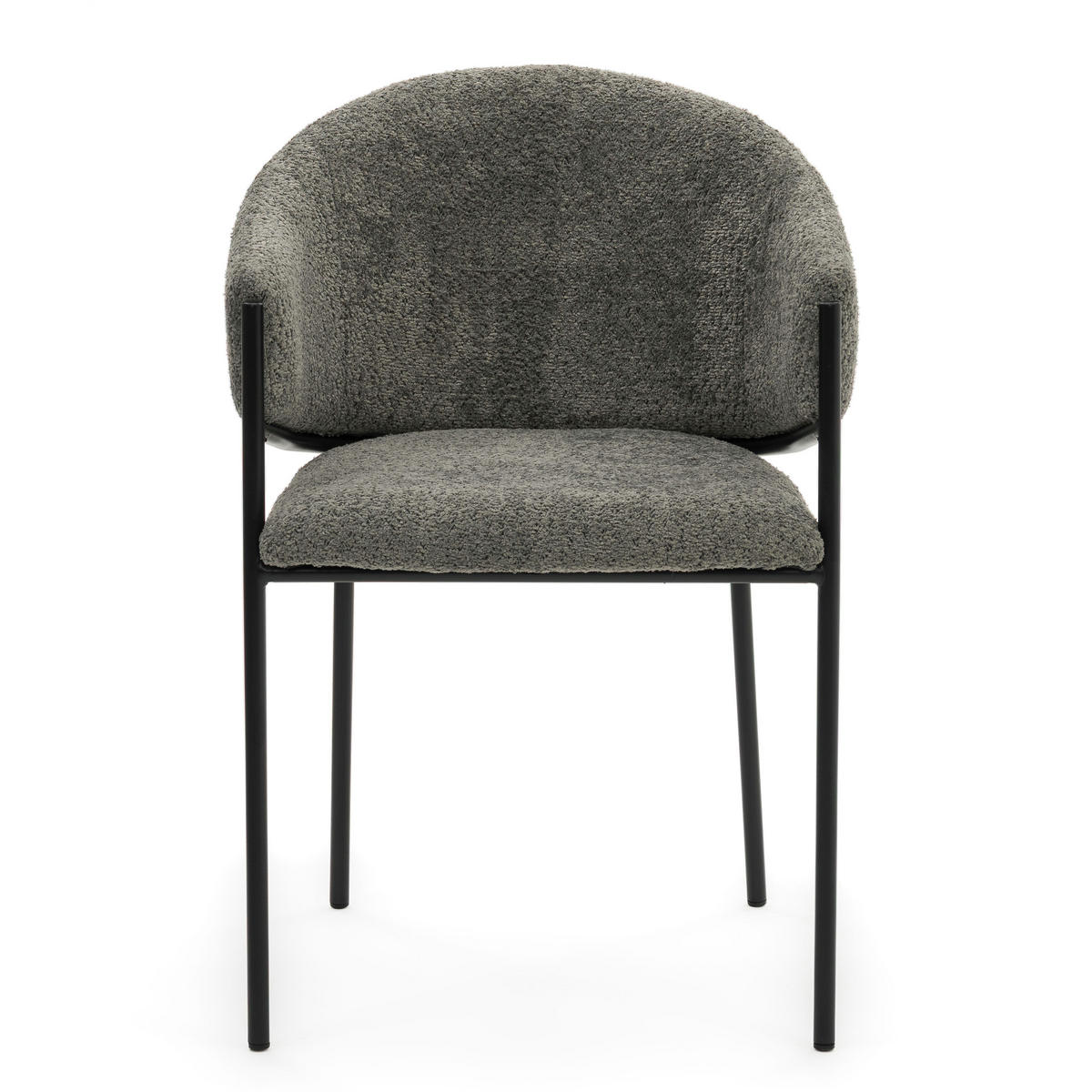 STUHL BUENO gespolsterter - grau - Glamour Boucle Chenille - Schwarz/Grau, Textil/Metall (55/83/56cm) - NEW HOME