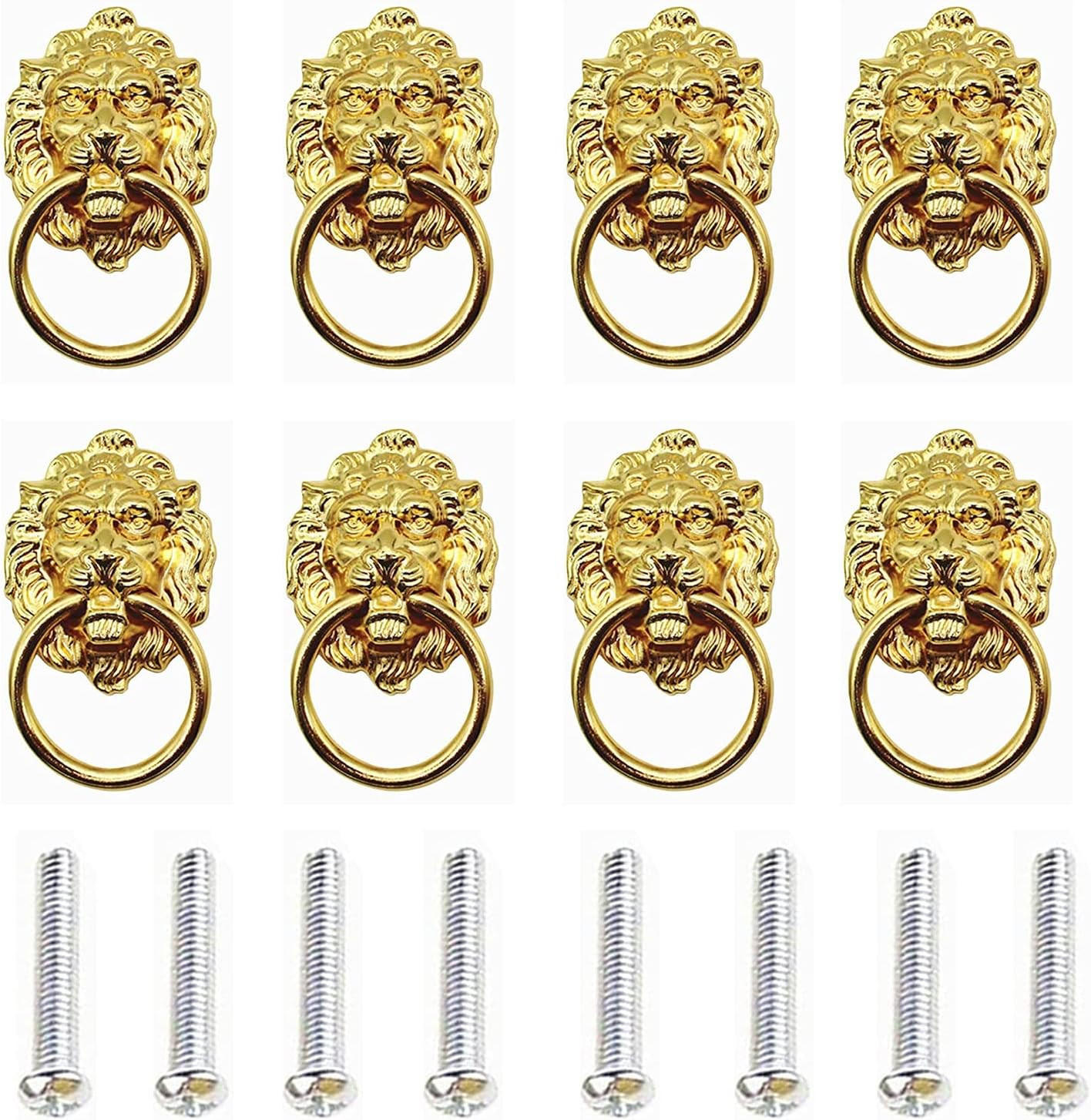 SCHRANKKNOPF Bronze Löwenkopf 8er-Set - Goldfarben, Metall (4.1/3/6.6cm)
