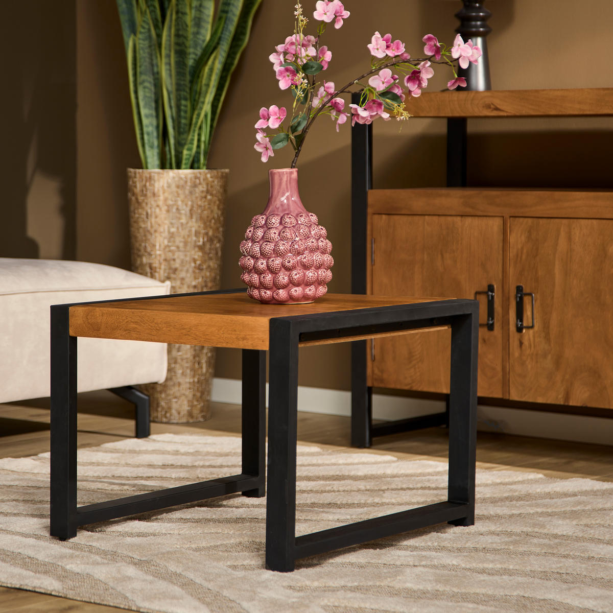 BEISTELLTISCH Boaz Braun 60/60/45 cm - Schwarz/Braun, Holz (60/60/45cm) - Starfurn