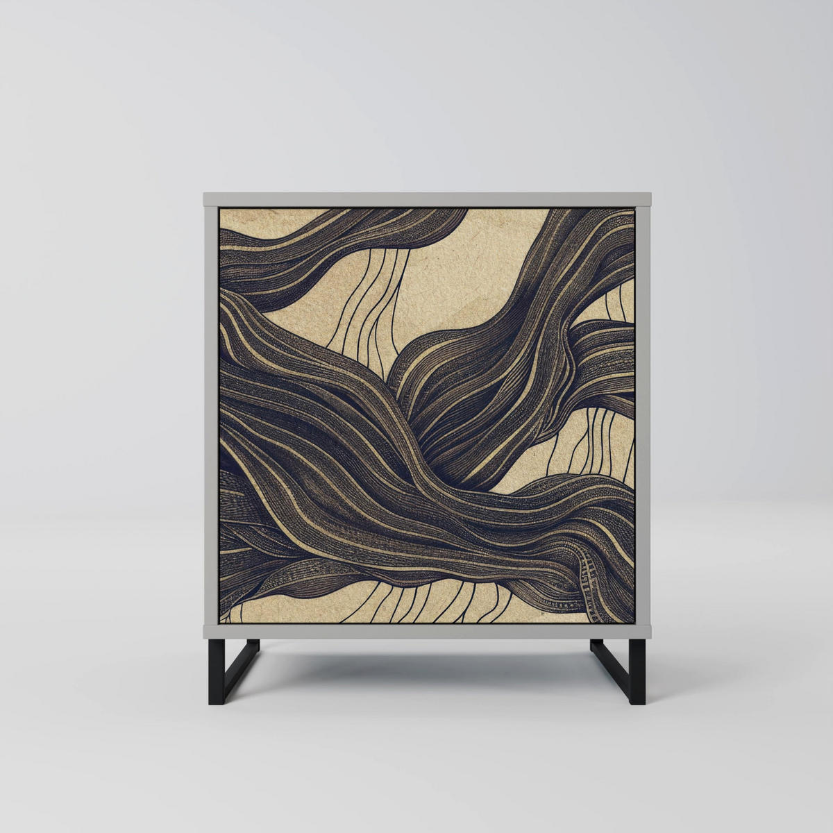 SIDEBOARD UNIFIED FRAGMENTS, Grau, 57,5x42x57,5 cm, Ohne Füße - Multicolor/Grau, Holzwerkstoff (57.5/57.5/42cm) - SpaceRebels