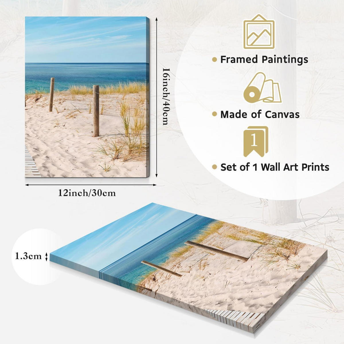 WANDBILD 3-teiliges Set Strandmotiv 30x40 cm - Blau, Textil (30.8/0.5cm)