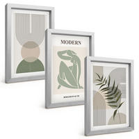 BILDER SET 3er Set - 20x30 cm Silberner Rahmen - Stilvolle Pflanzengrafiken - Silberfarben, Kunststoff (20/30cm) - TULUP