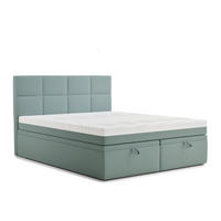BOXBETT 140/200 cm Umage, in Türkis, Matratze, gepolstertes Kopfteil, Bettkasten, H3 = fest - Türkis/Schwarz, Holz/Holzwerkstoff (140/200cm) - Maison de Reve