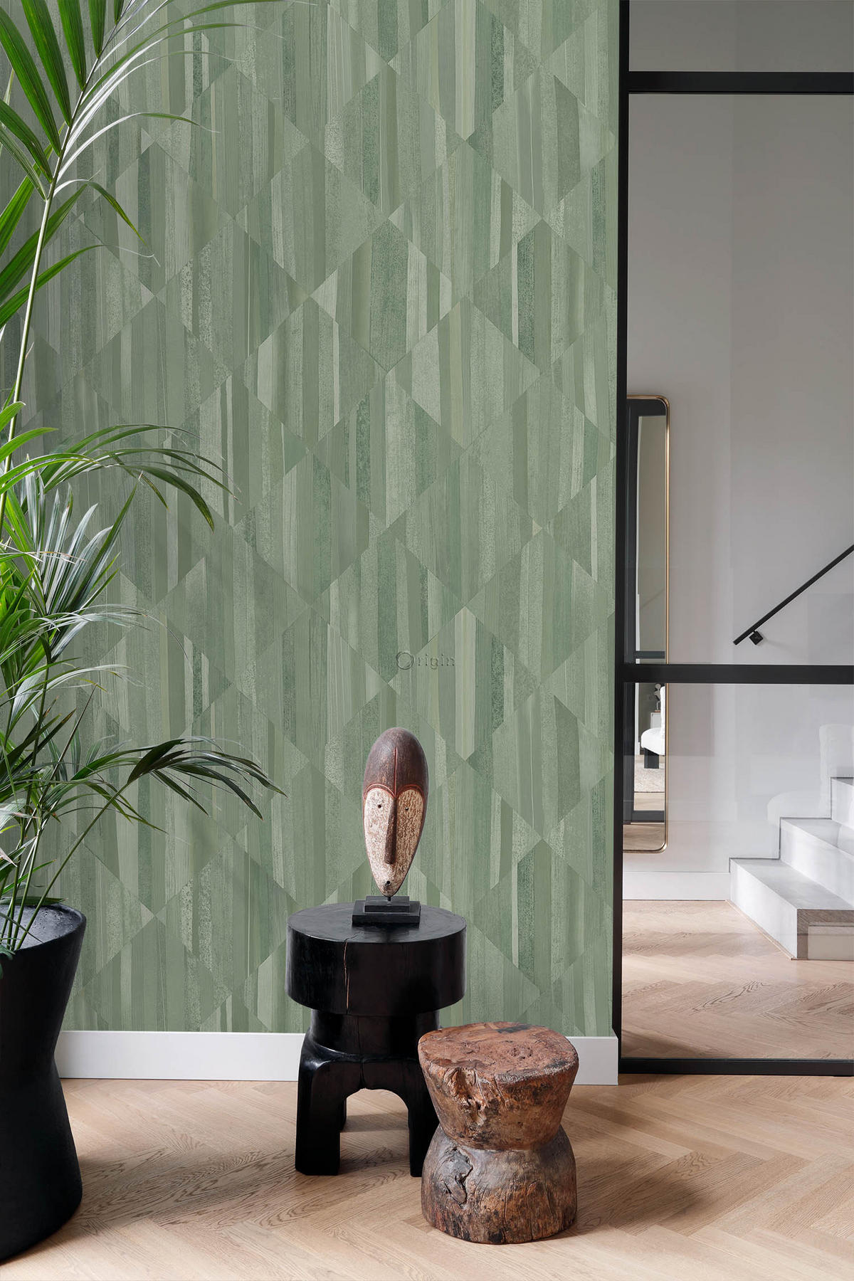 FOTOTAPETE 3D Holzoptik 150 x 279 cm - Grün, Papier (150/279cm) - Origin Wallcoverings