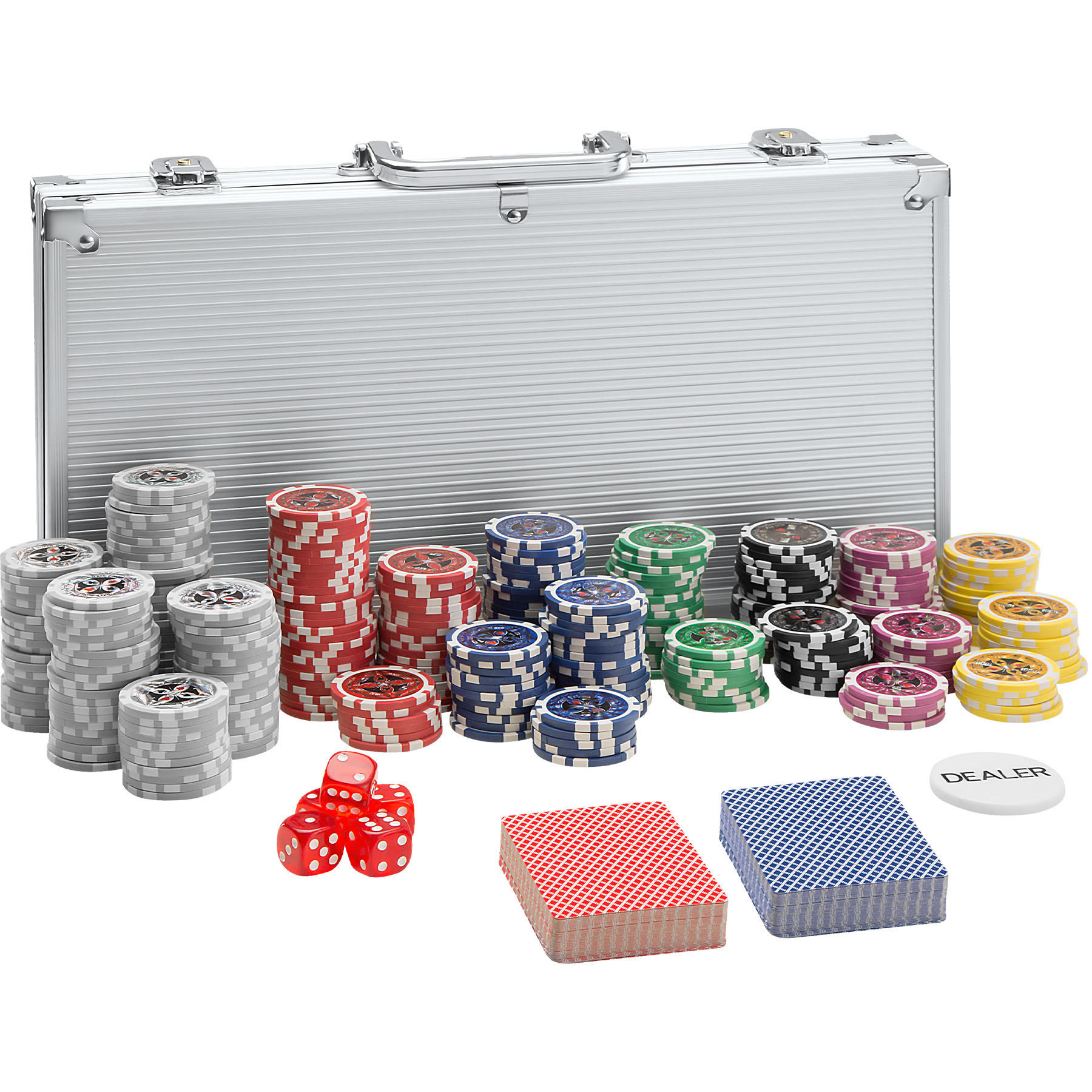 POKERSET ,inklusive verschließbarer Aluminiumkoffer,silber - Silberfarben, Kunststoff (21/38.5cm) - tectake