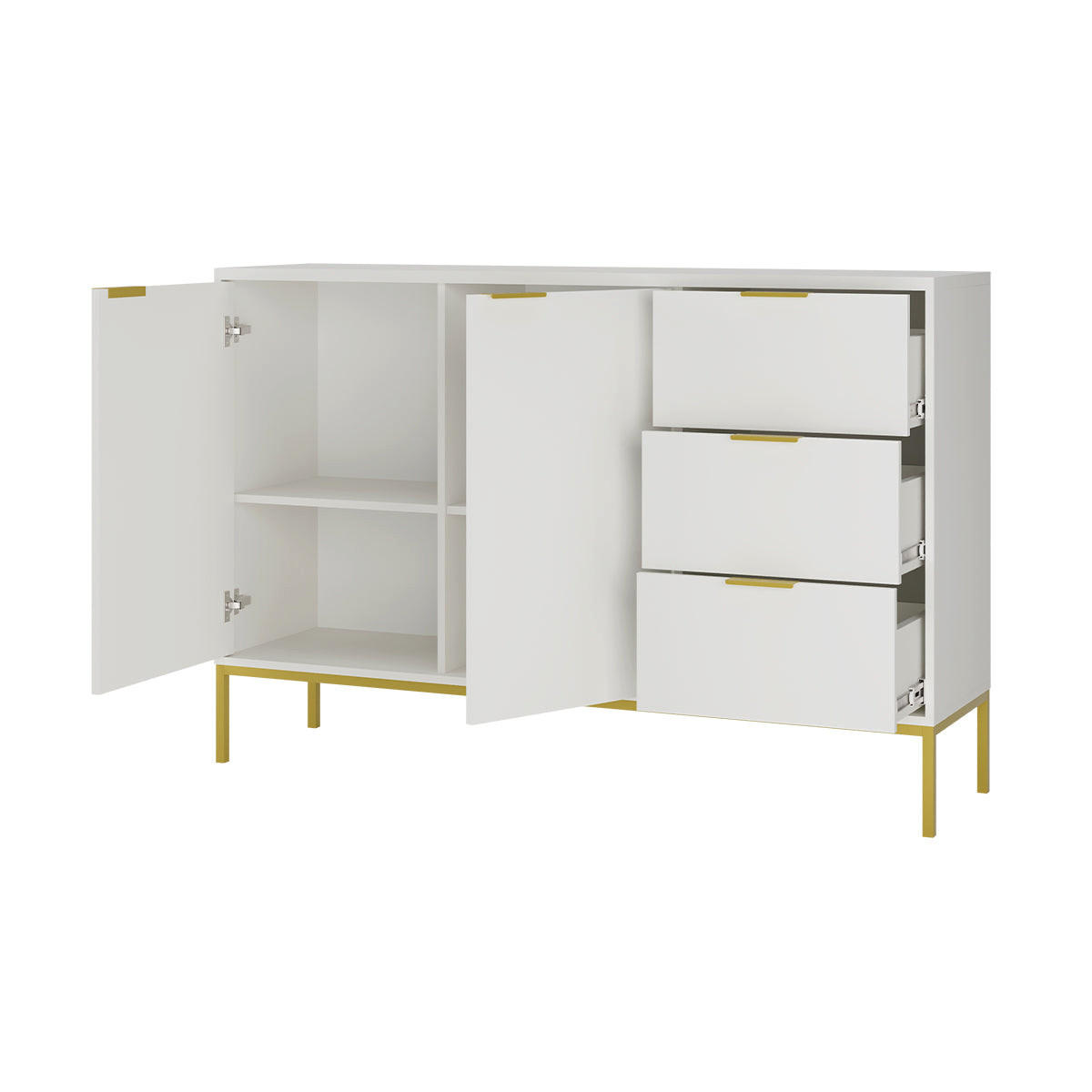 KOMODA Seattle Biela - biela/zlatá, kompozitné drevo (150/100.4/40cm) - Petits-meubles