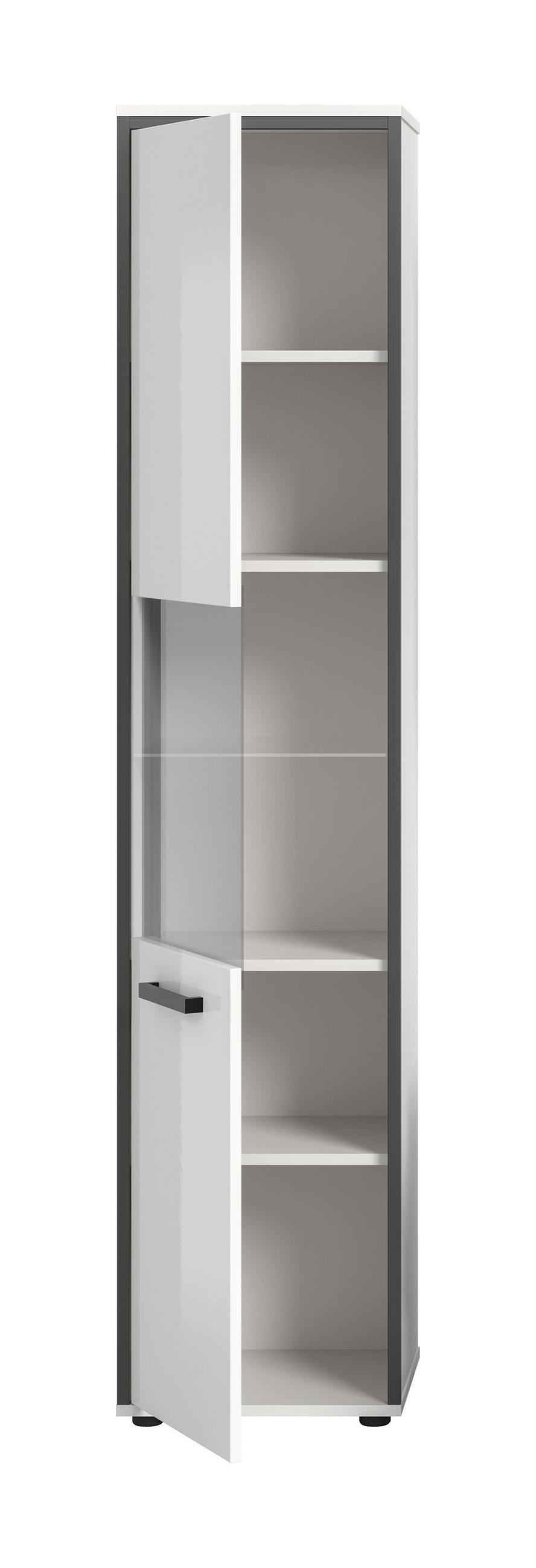 BADSCHRANK KOJAK (B/H/T: ca. 40/188/34 cm) in weiß/weiß hochglanz - Weiß, Holzwerkstoff (40/188/34cm)