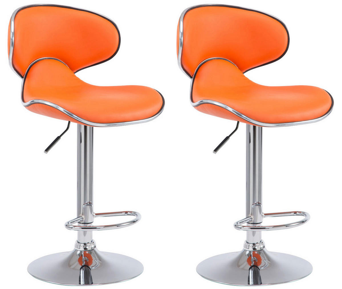BARHOCKER 2er Set Famir Kunstleder Orange Silber - Orange, Leder (46/88/49cm) - DELUKE