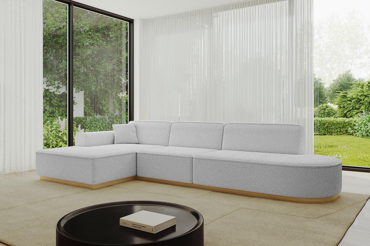 ECKSOFA Ottomane Links IREA-L2-v2 - 327x165x80 cm Hellgrau - Hellgrau, Holzwerkstoff/Textil (327/165cm) - ALTDECOR