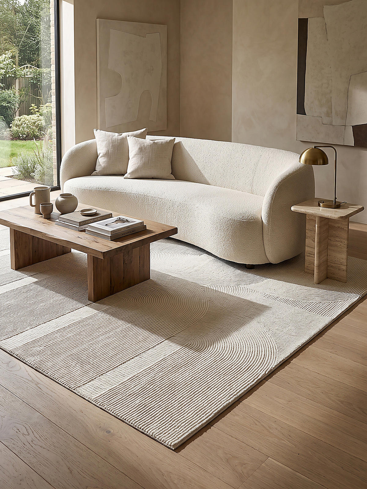 TEPPICH Kurzflor KASOS Waschbar Geometrisch Polyester Creme 160 x 230 cm - Creme, Textil (160/230cm) - KADIMA DESIGN