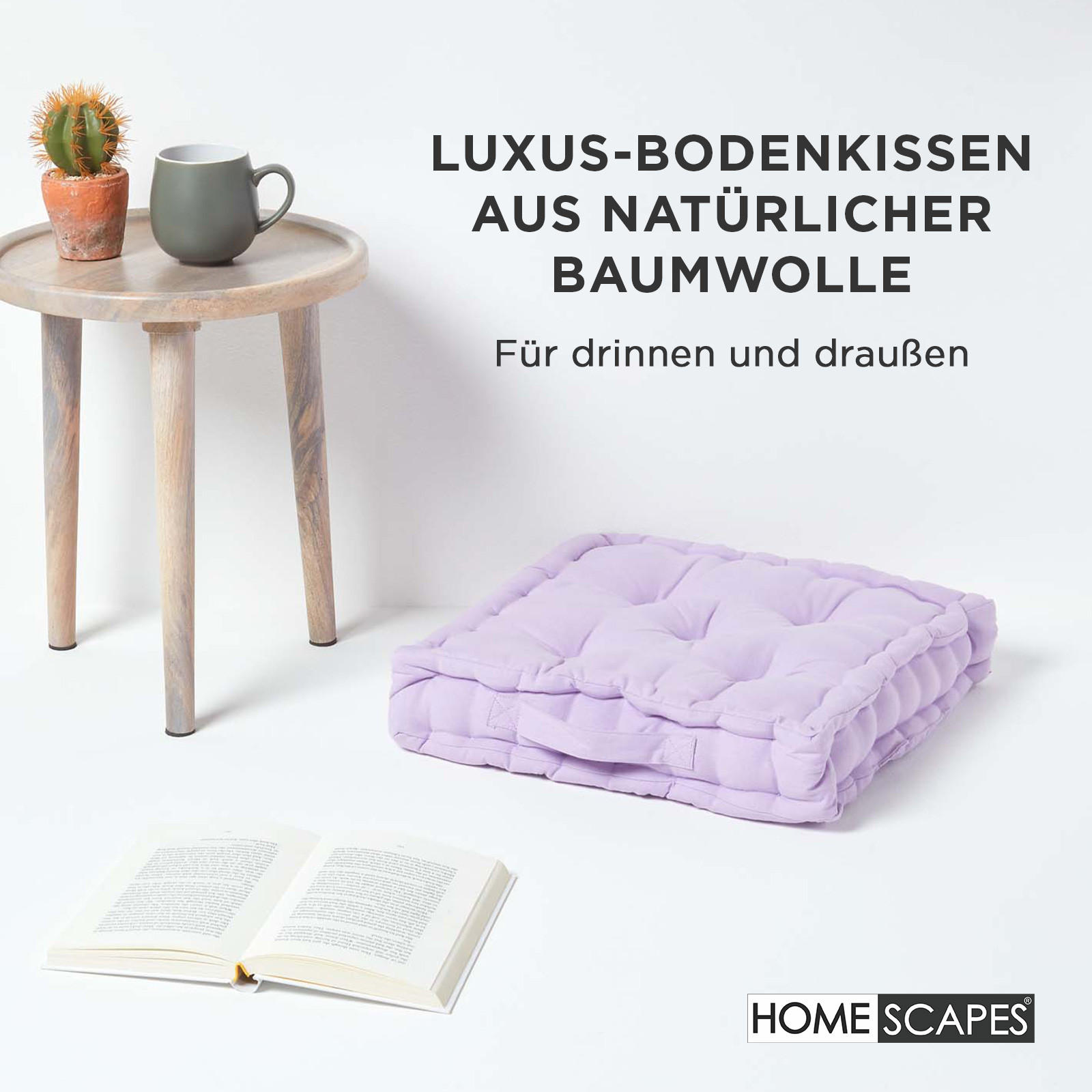SITZKISSEN flieder 40/40/8 cm – Bodenkissen unifarben - Flieder, Textil (40/40/8cm) - Homescapes