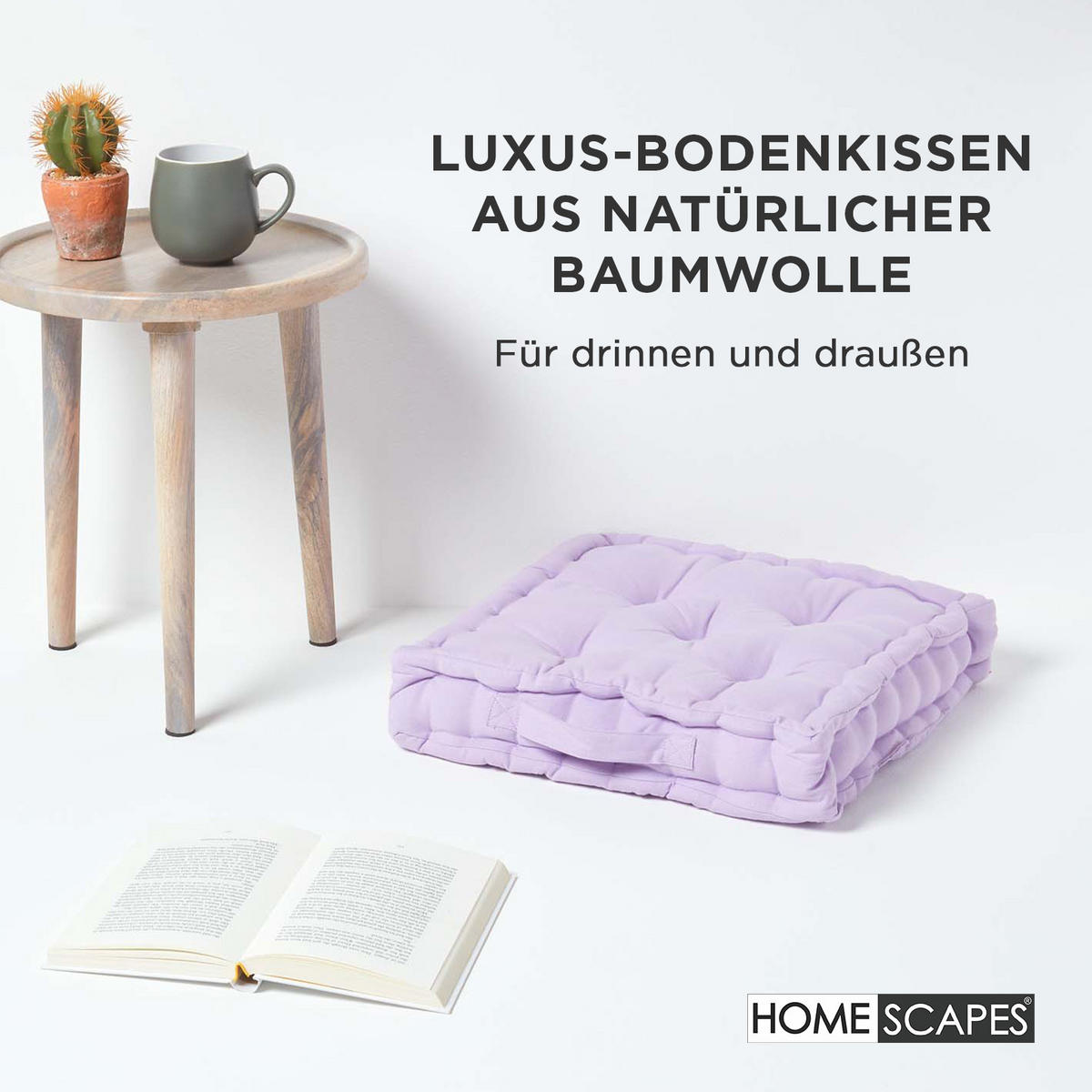 SITZKISSEN flieder 40/40/8 cm – Bodenkissen unifarben - Flieder, Textil (40/40/8cm) - Homescapes