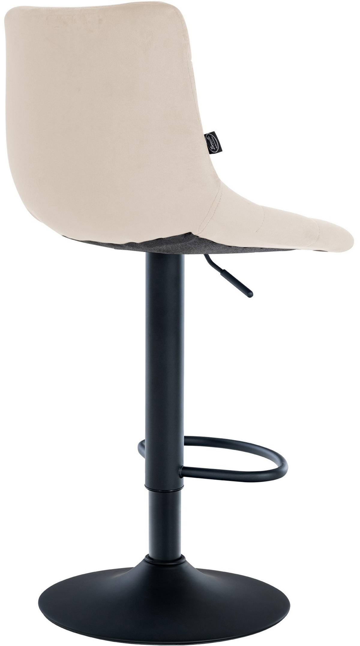 BARHOCKER 2er Set James Samt schwarz creme - Creme/Schwarz, Textil/Metall (43/108.5/46.5cm) - TPFLiving