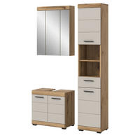 BADMÖBEL Set 3-teilig in Sand Kashmir und Evoke Eiche Badkombination 112 x 191 cm Shawn - Kaschmir/Eichefarben, Glas/Holzwerkstoff (112/191/34cm) - Inn.Furn