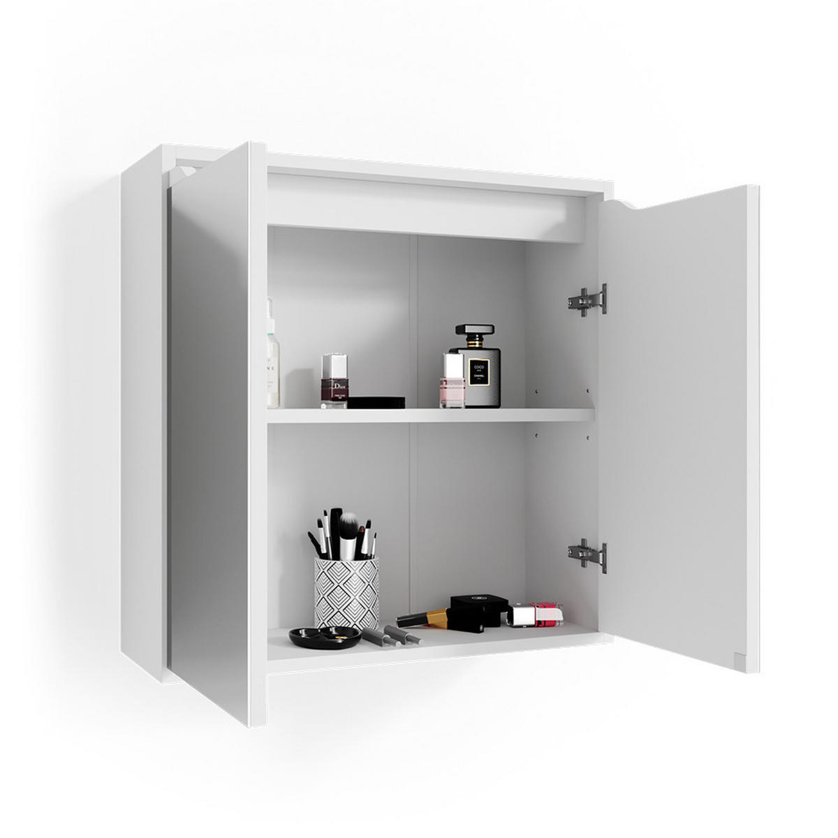 BADSPIEGELSCHRANK Ruben Weiß 60 x 60 cm - Weiß, Holzwerkstoff (60/60/20cm) - Vicco