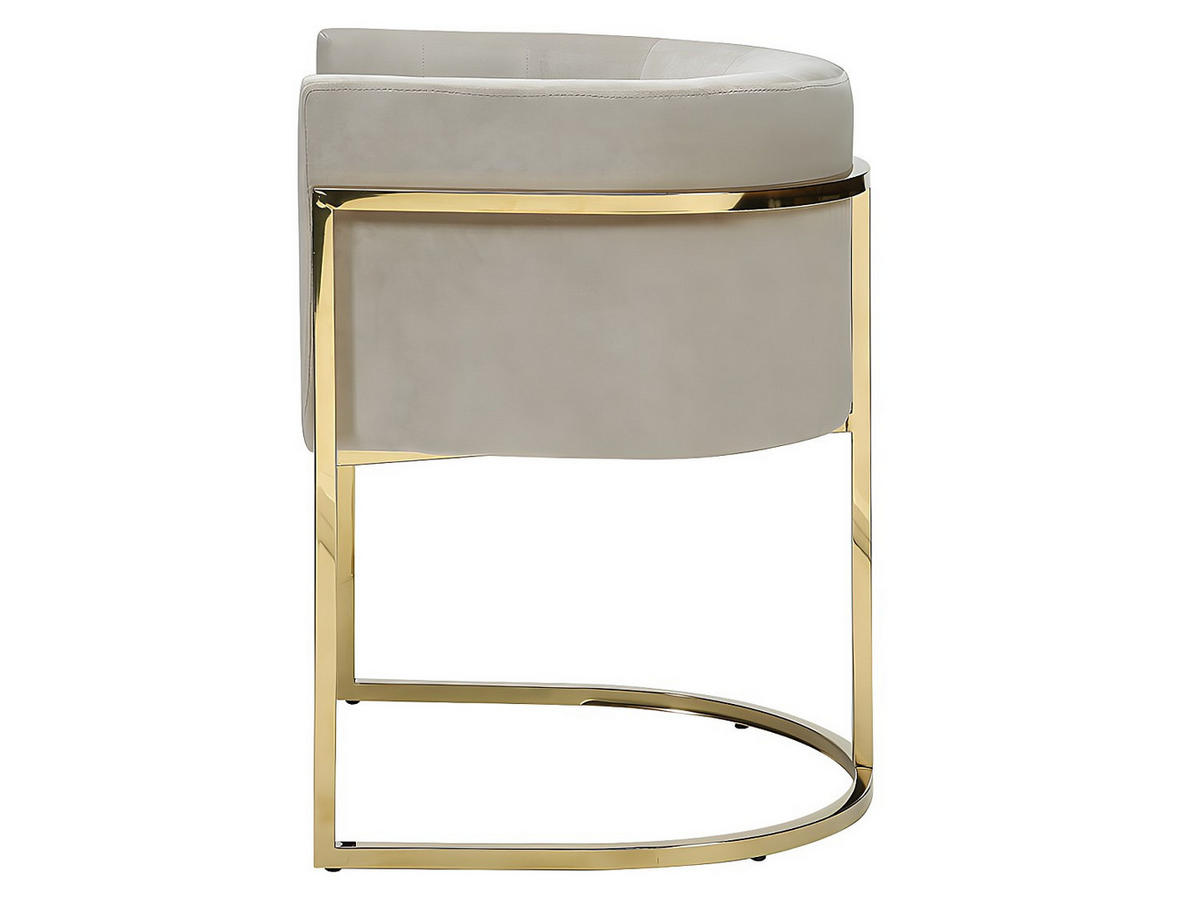 STUHL mit Armlehnen 2er-Set - Samt & Metall - Beige & Goldfarben - PERIA - Beige, Textil (60/76/56.5cm) - Pascal Morabito