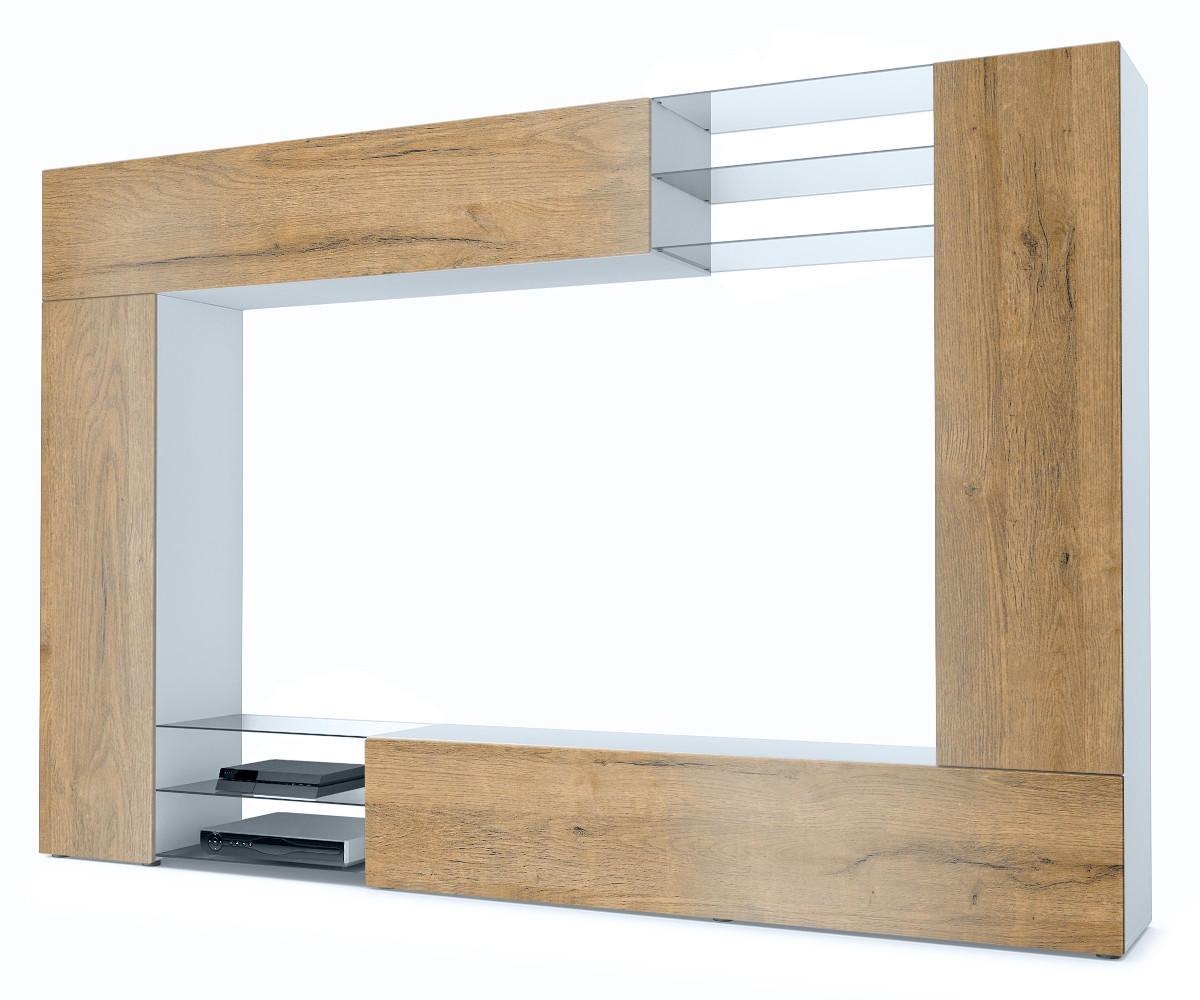 Vladon Wohnwand Eiche 262x182.5x39 cm
