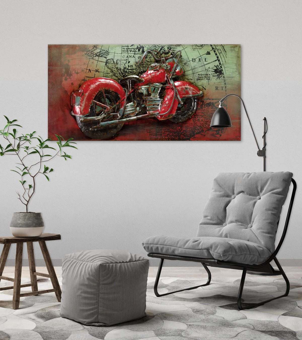 METALLBILD Rot 100/50 cm - Rot/Grün, Metall (4.8/50cm) - KUNSTLOFT