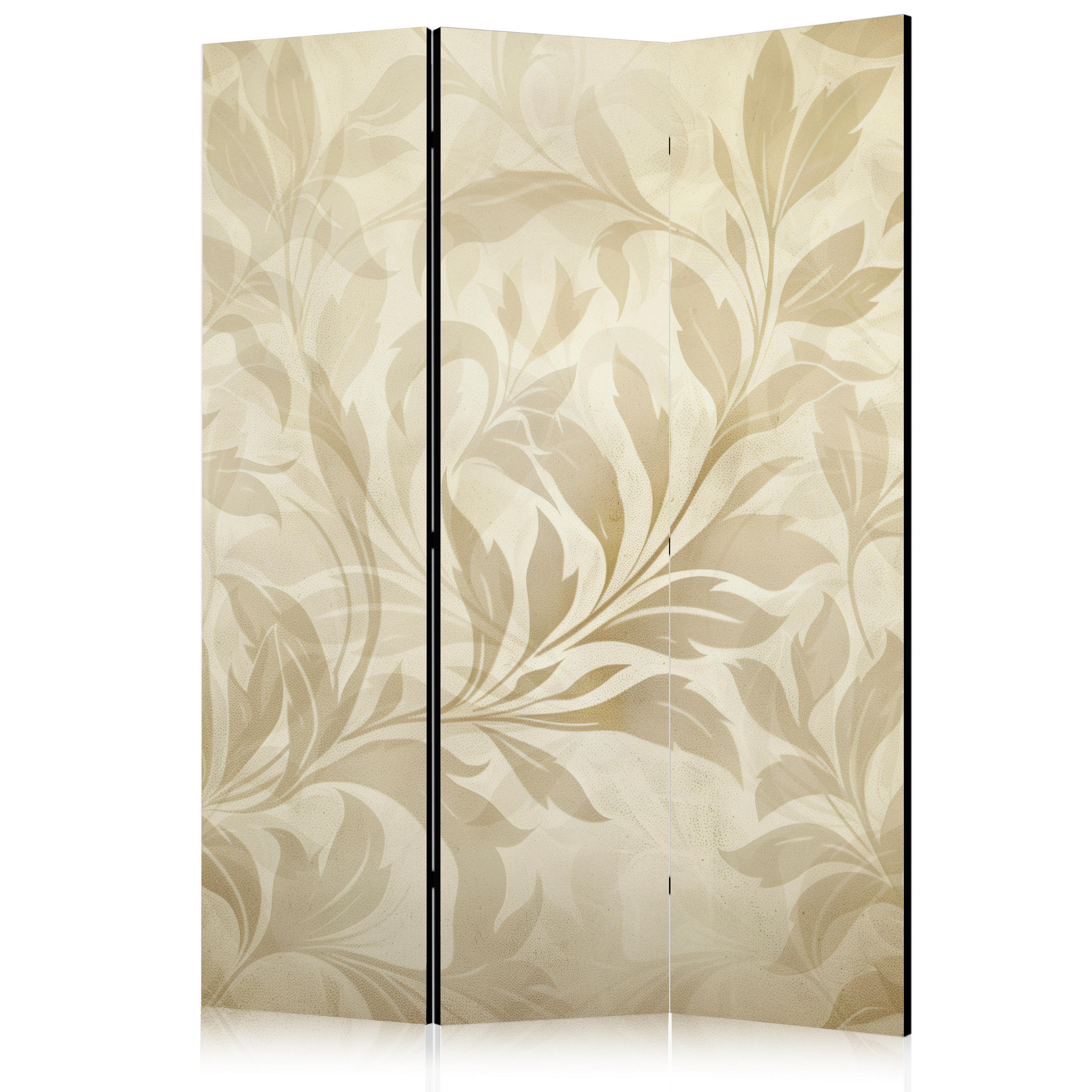 PARAVENT Einseitig Bedruckter 3-tlg 135x172 cm Beige Bl tter Boho - Beige, Holz/Textil (135/172/3cm) - Muralo