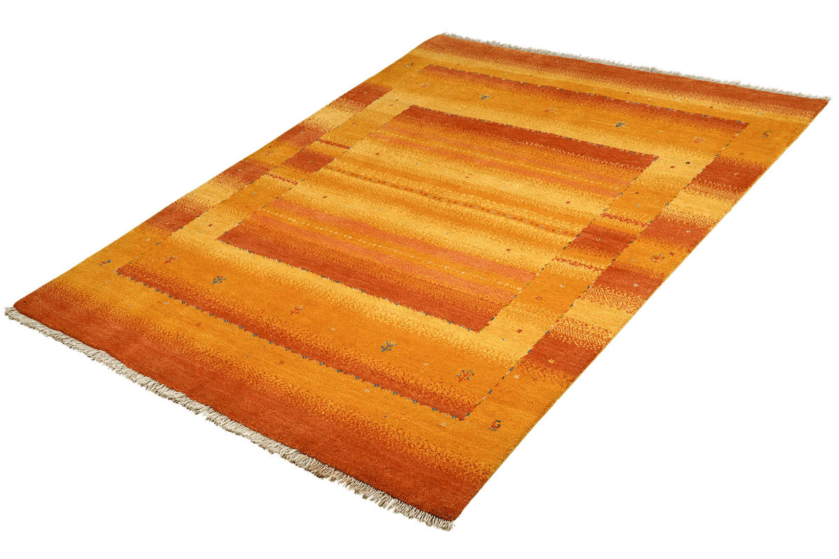 GABBEH-TEPPICH handgeknüpft Rizbaf Orange 202/149 cm Schurwolle - Orange, Textil (149/202cm) - Looma
