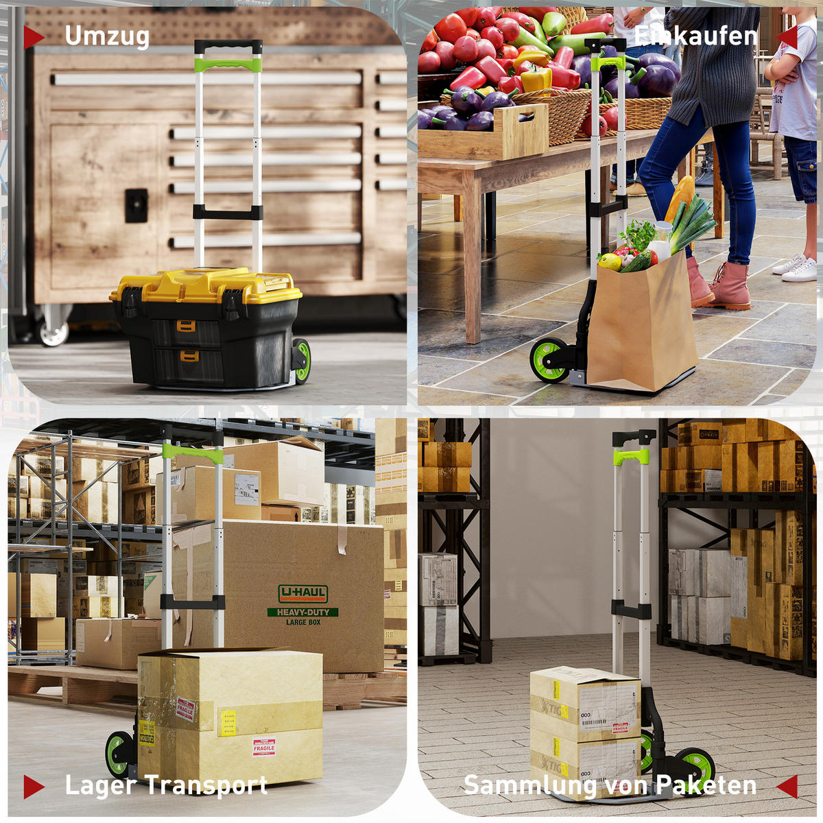 SACKKARRE klappbar Aluminium Transportkarre mit Teleskopgriff Höhenverstellbar - Silberfarben, Metall (38.5/100/41cm) - HOMCOM