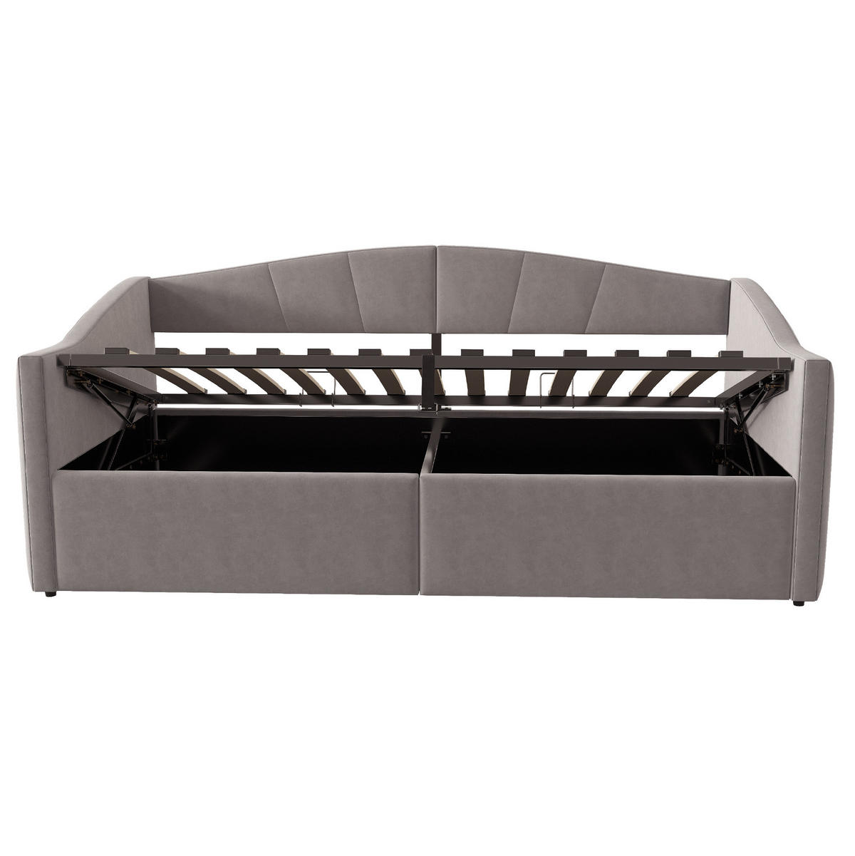 POLSTERBETT 90/200 cm Grau mit hydraulischer Lagerung und Lattenrost - Grau, Textil (90/200cm) - OKWISH