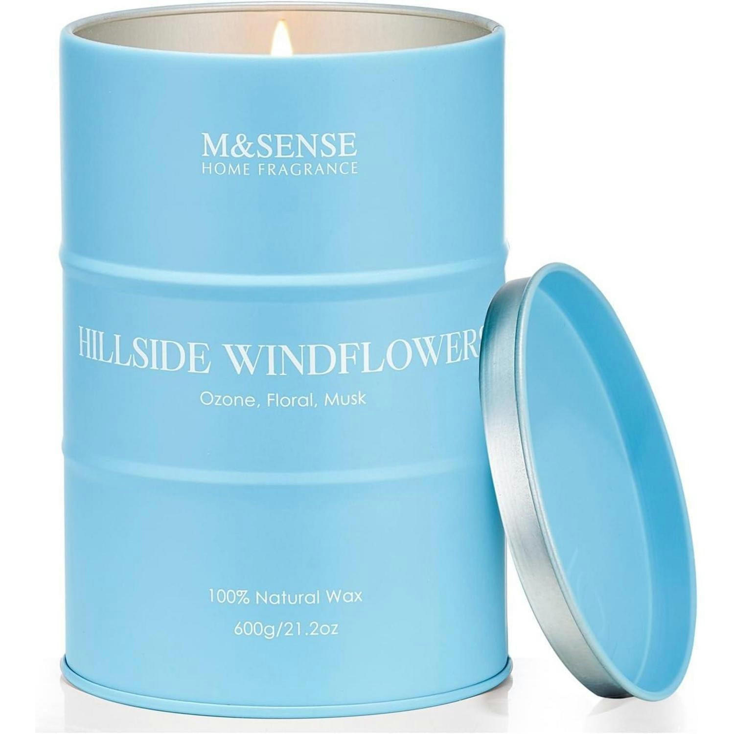 DUFTKERZE Hillside Windflower 600g Sojawachsmischung - Hellblau, Paraffin (13.5cm)