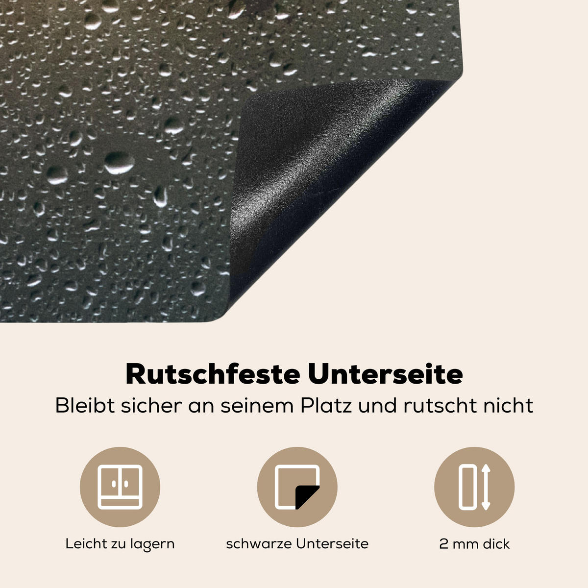 HERDABDECKPLATTE Herz - Kondenswasser - Wasser - 3D Induktionsmatte 78x78 cm - Grau, Kunststoff (78/78/0.2cm) - MuchoWow
