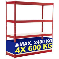 LAGERREGAL 160/60 cm Metall rot - Rot, Metall (160/180/60cm) - CLP