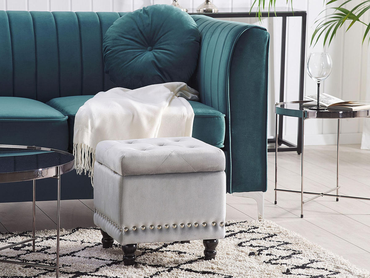 HOCKER Loretto 37/37/40 cm - Grau, Textil (37/40/37cm) - Beliani