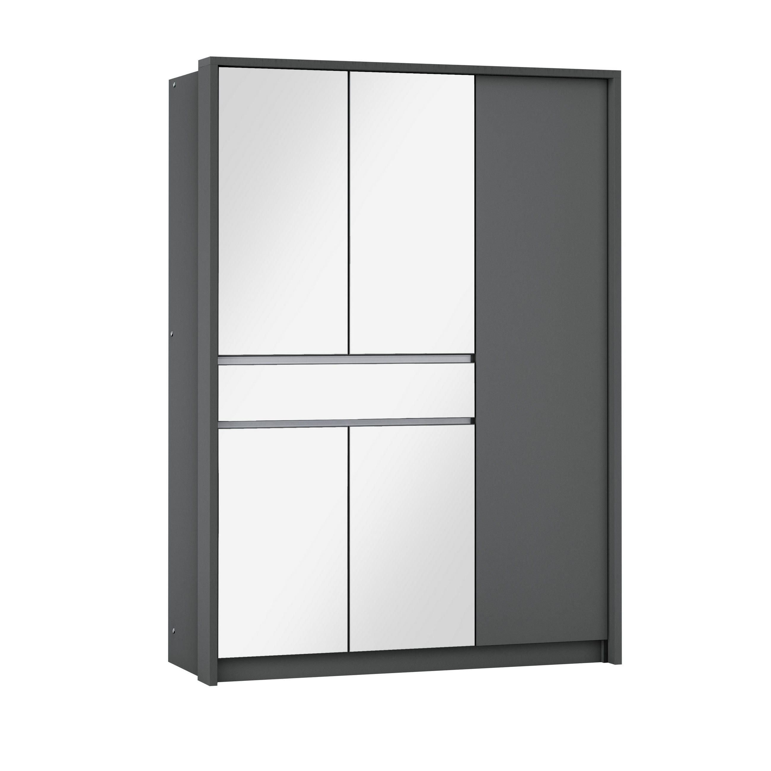 SCHWEBETÜRENSCHRANK RUMBLE 151/217/65 cm 2-türig mit Spiegel Graphitfarben - Graphitfarben, Holzwerkstoff (151/217/65cm) - MASSENO