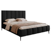 POLSTERBETT Sarafino Schwarz Samt 160x200 cm - Schwarz, Textil/Metall (160/200cm) - Selsey