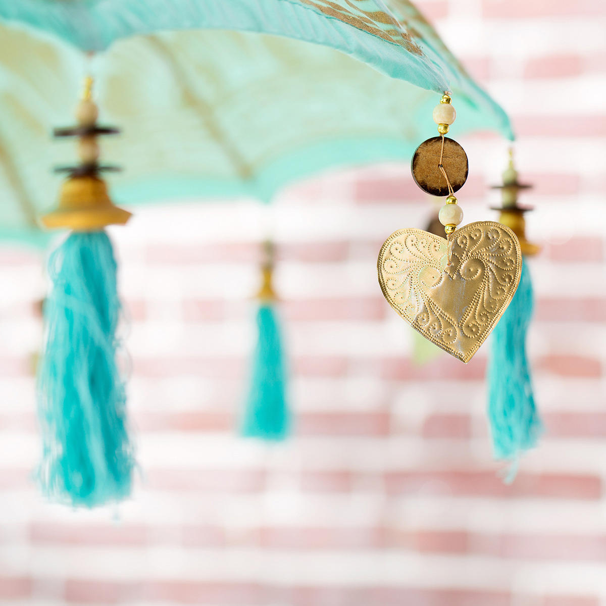 SONNENSCHIRM Oriental Lounge - Türkis, Holz/Textil (180/180cm) - Butlers