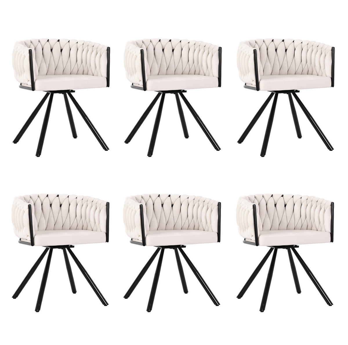 ESSZIMMERSTUHL 2er-Set Beige mit 360°-Drehfunktion - Beige, Textil (59/72/54cm) - MIVRAY