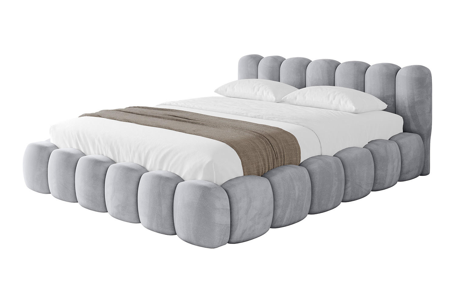 POLSTERBETT mit Bettkasten und Lattenrost, Bett mit Matratze H3/H4 - SENA-v1 200x200 Hellgrau - Hellgrau, Holzwerkstoff/Textil (200/200cm) - ALTDECOR