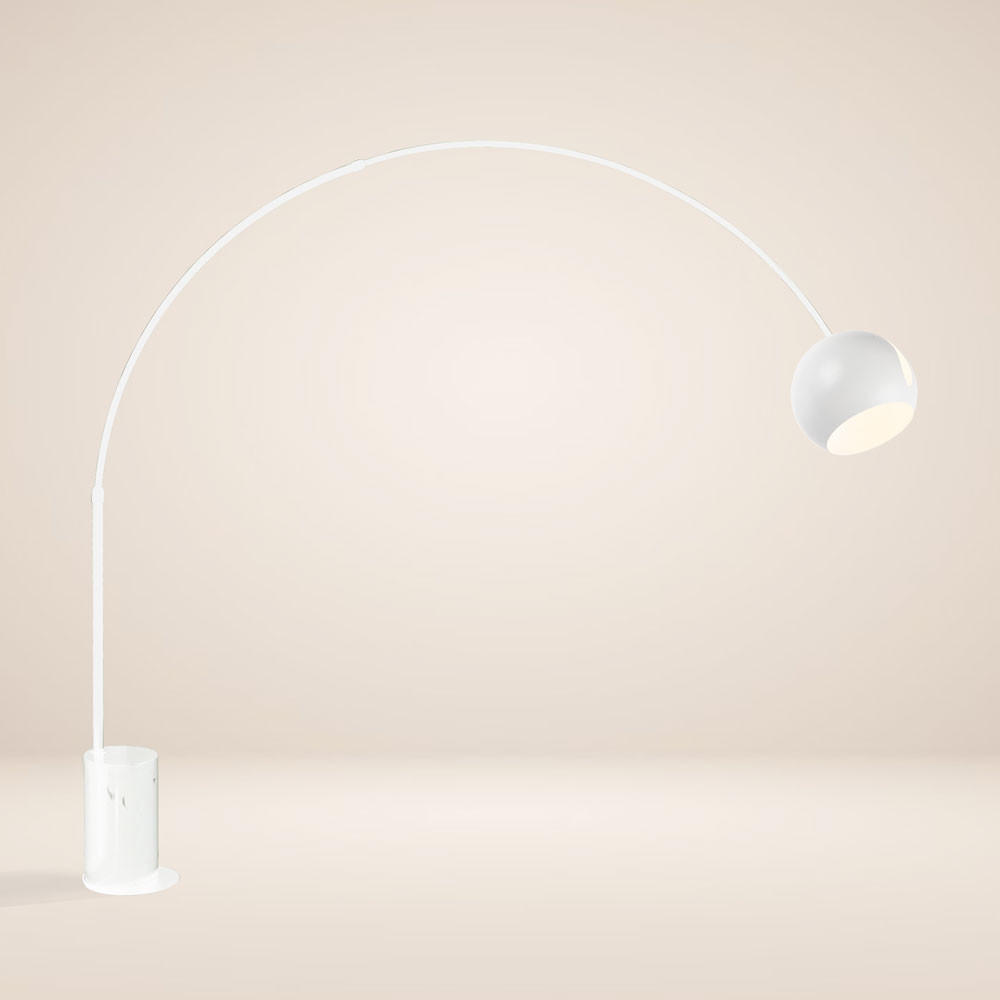 STEHLAMPE Ball Bogenlampe Marmor Weiß - Weiß, Stein (30/30/220cm) - s.luce
