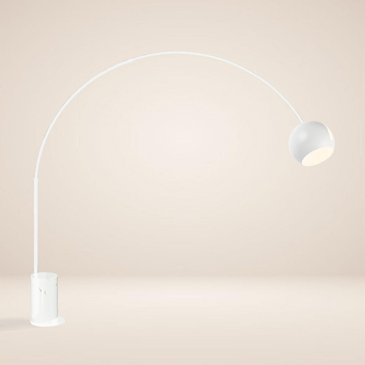 STEHLAMPE Ball Bogenlampe Marmor Weiß - Weiß, Stein (30/30/220cm) - s.luce