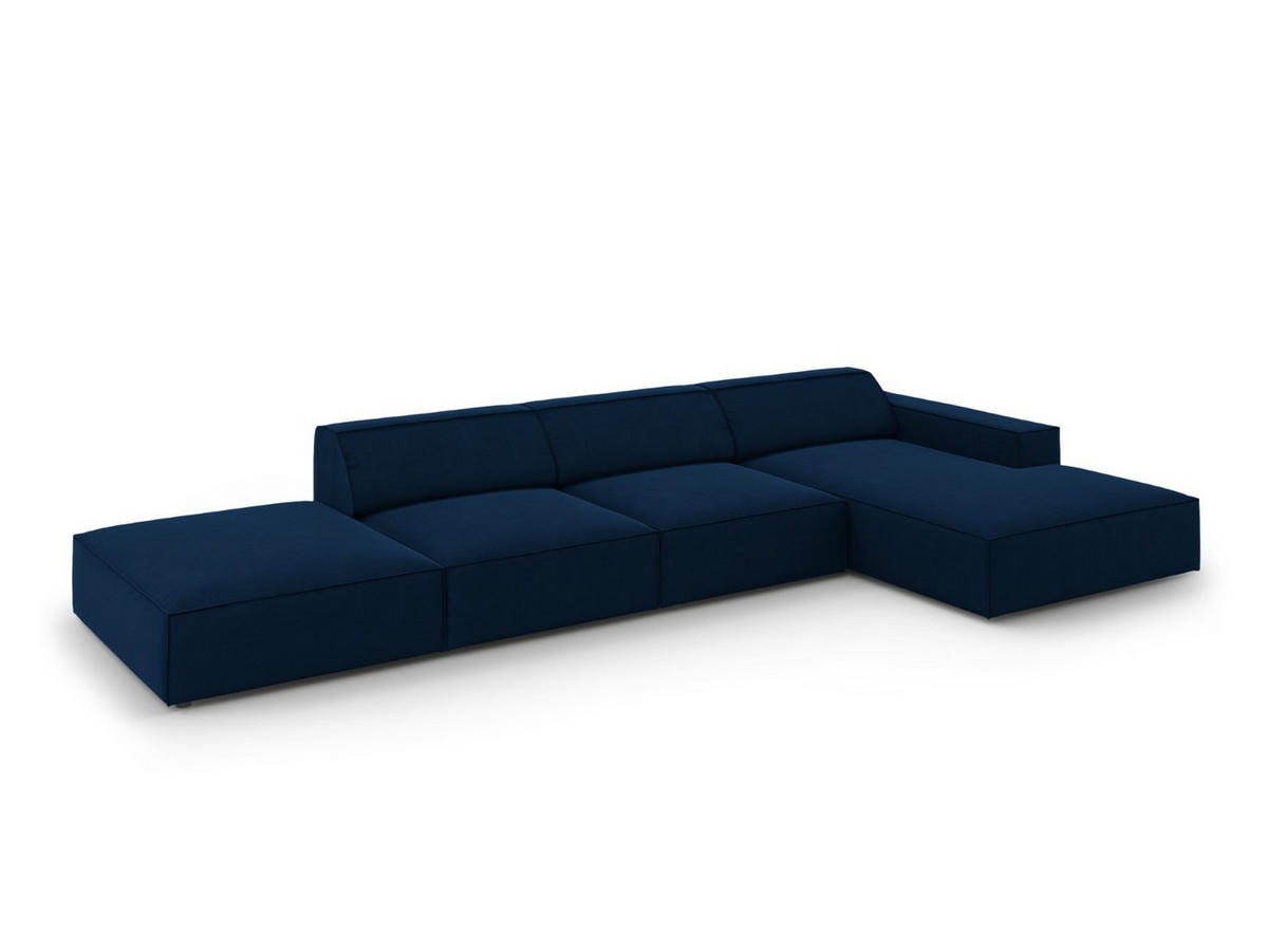 ECKSOFA rechts Jodie aus Samt königsblau 5 Sitzplätze - Blau, Textil (166/341cm) - Micadoni