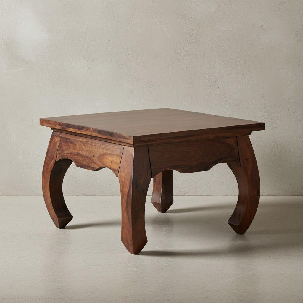 COUCHTISCH Sheesham Holz 60x60 cm, Landhausstil, handgefertigt, Opium-Form - Braun, Holz (60/60/40cm) - KADIMA DESIGN