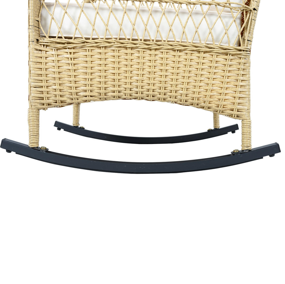 BALKONGARNITUR 3-tlg. mit 2 Schaukelstühlen und Glastisch, wetterfestes Rattan-Design, Beige - Beige, Metall - Redom