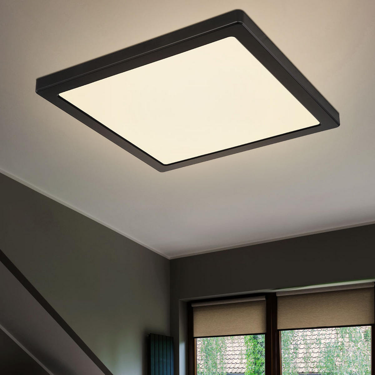 LED DECKENLEUCHTE Lasse Schwarz Weiß - Schwarz, Kunststoff (29.1/29.1/1.7cm) - Globo Lighting