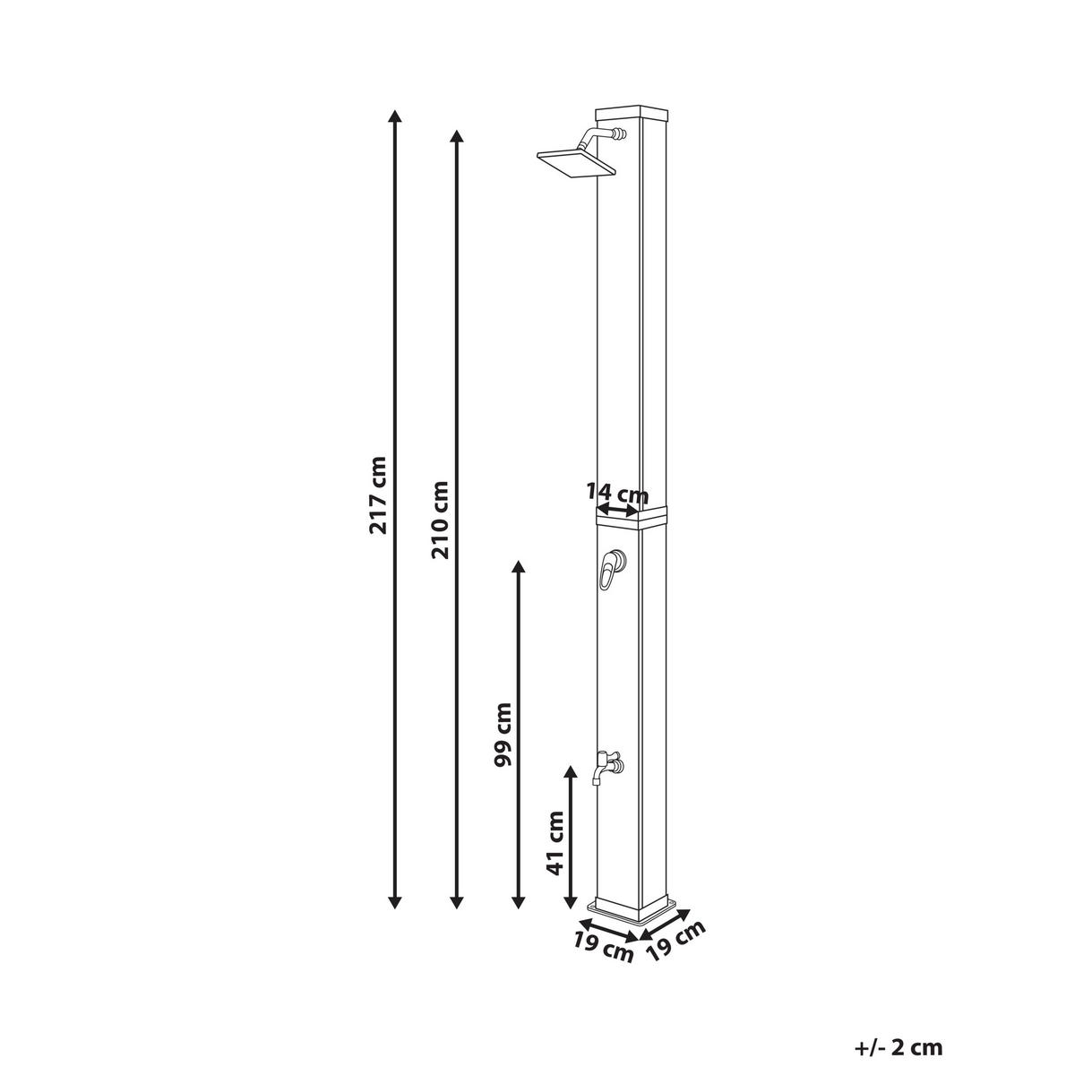 FREISTEHENDE solarbetriebene Gartendusche Schwarz Yaracuy - Schwarz, Kunststoff (19/217/19cm) - Beliani