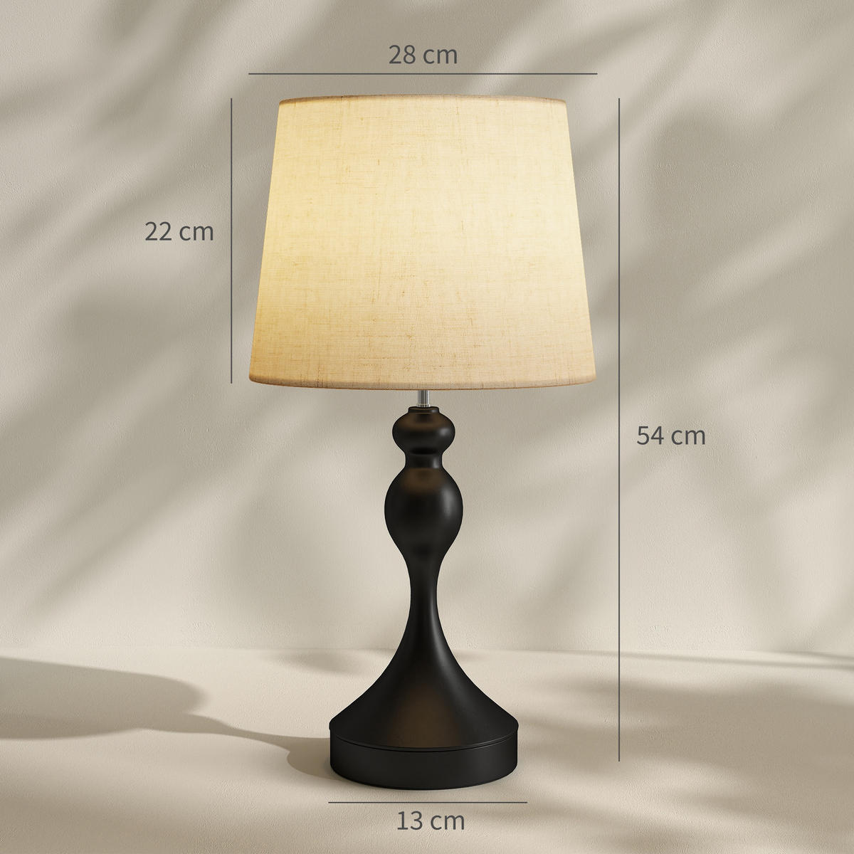 TISCHLAMPE mit 3 Farbtemperaturen Schwarz - Schwarz, Metall (28/28/54cm) - HOMCOM