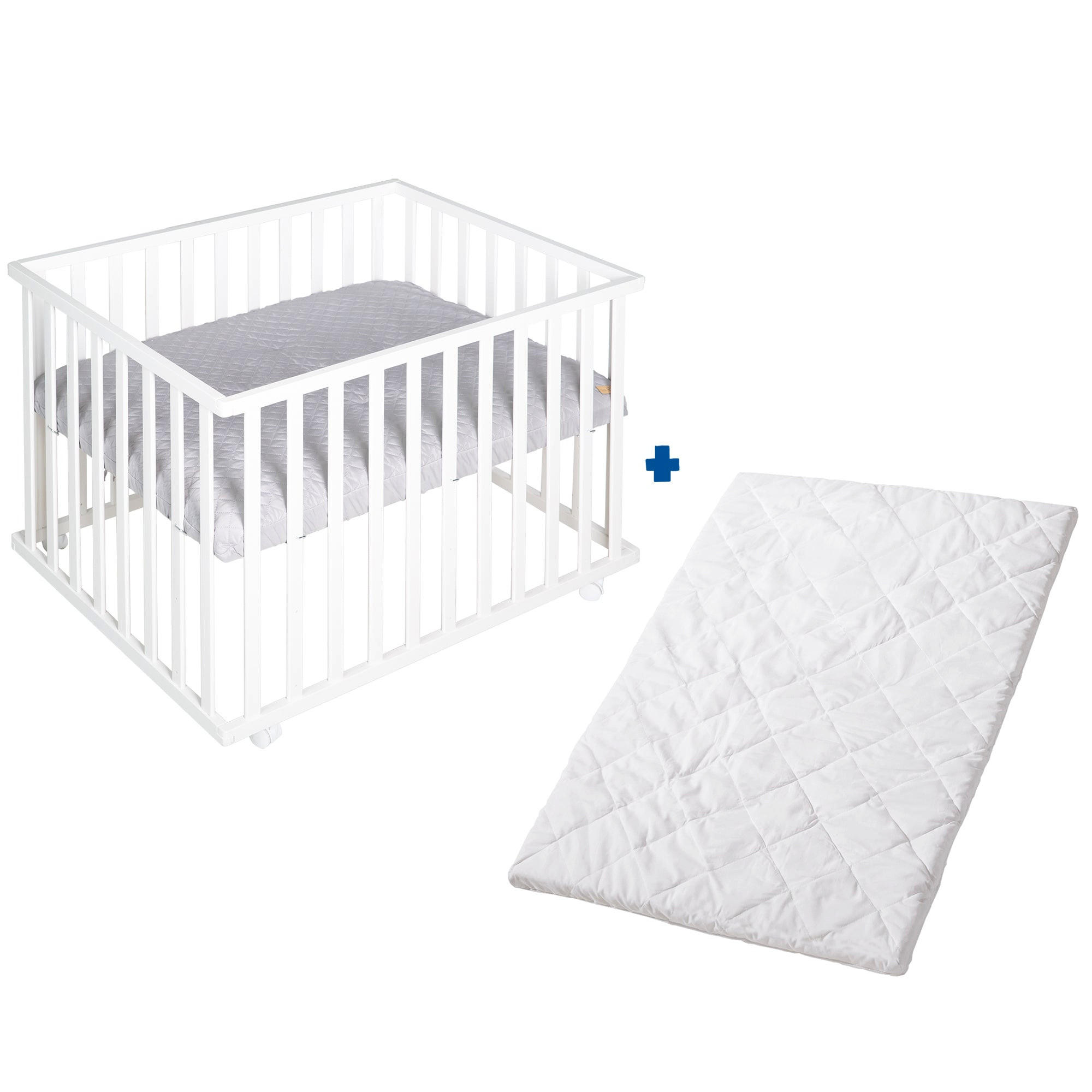 LAUFGITTER inkl. Matratze, roba Style grau - Weiß/Grau, Holzwerkstoff (72.5/72/98cm) - Roba