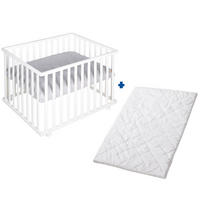 LAUFGITTER inkl. Matratze, roba Style grau - Weiß/Grau, Holzwerkstoff (72.5/72/98cm) - Roba
