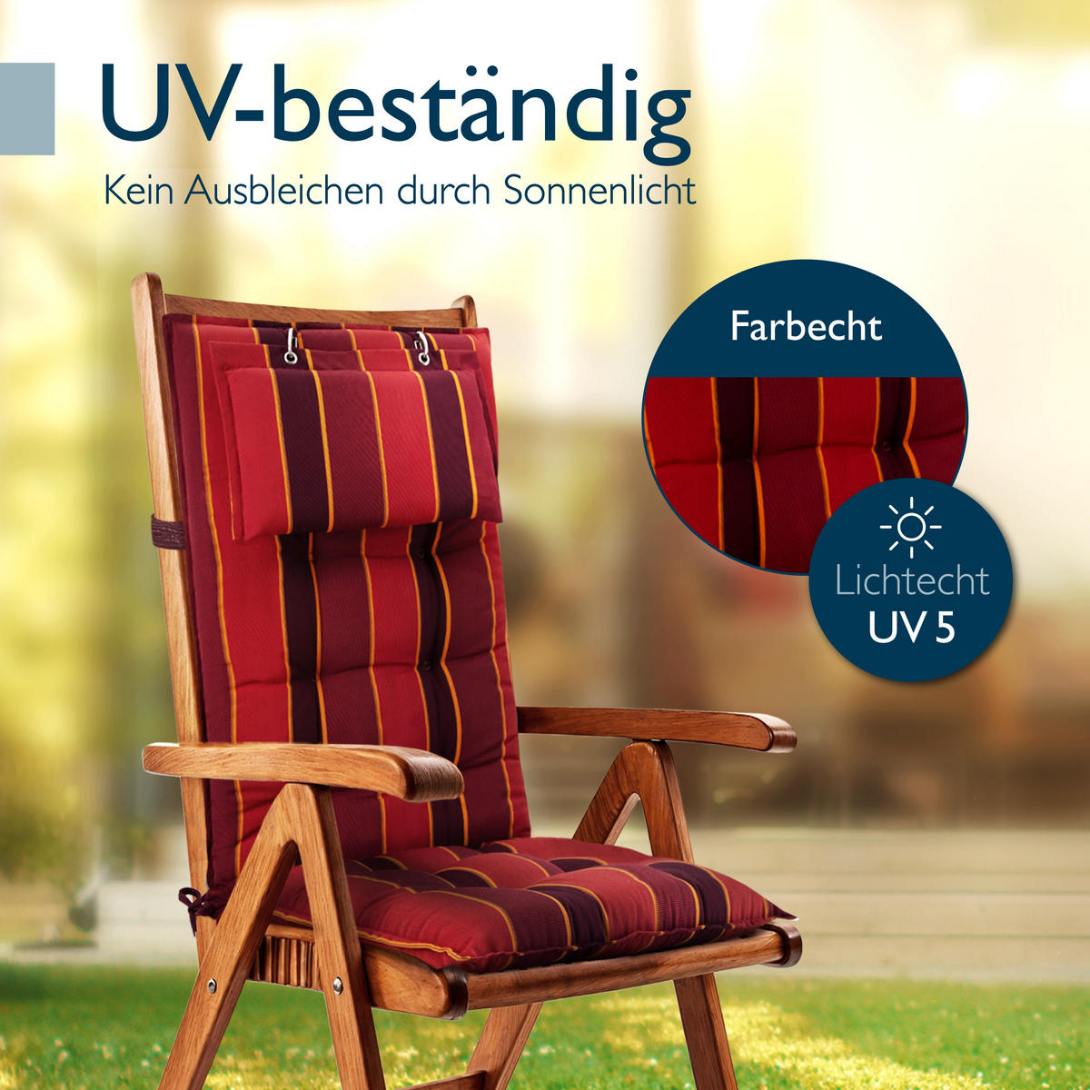 HOCHLEHNER Sun-HL 119x50x8cm Rot-Anthrazit-Gestreift (2tlg) - Dunkelrot, Textil (50/120cm) - Beautissu 