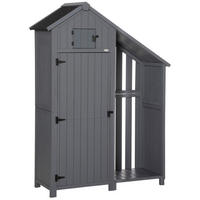 GARTENSCHRANK aus Holz, Geräteschuppen, Holzhütte, Giebeldach, Grau+Schwarz - Grau, Holz (51.5/180/129cm) - Outsunny